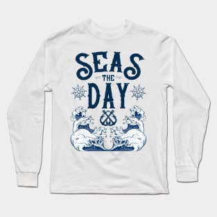 Seas the Day Nautical Anchor Cruise Design Long Sleeve T-Shirt